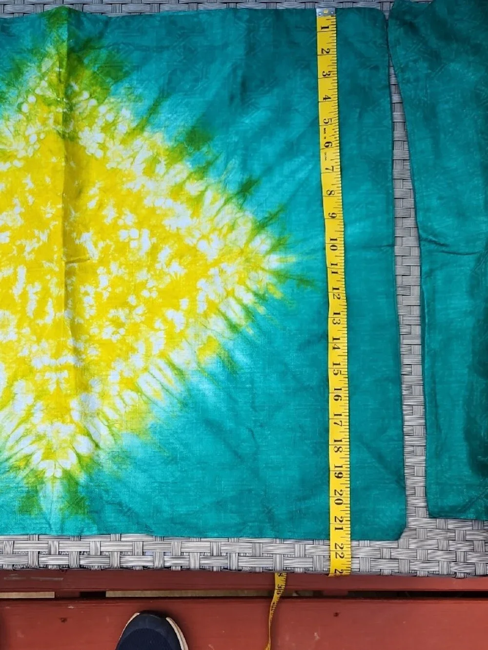 New Handcrafted 4 Pcs Teal and Yellow Tie-Dye Fabric  Pillowcases Craft Material